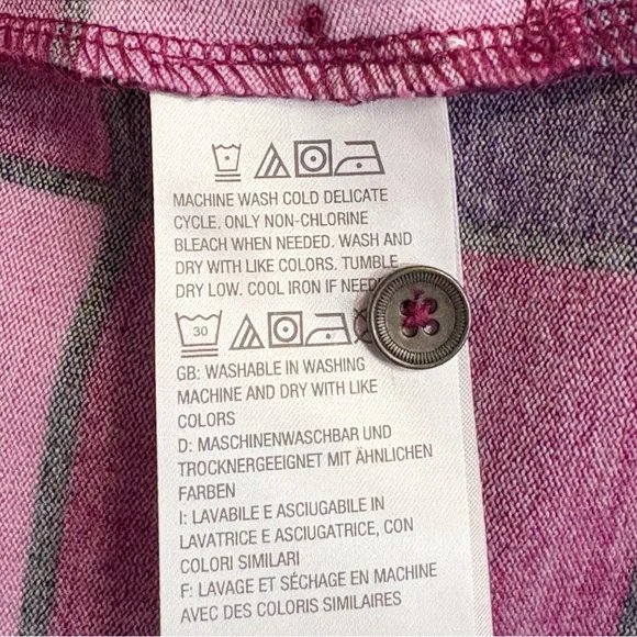 Denim & Co. Bold Colorful Check Print Knit Button Down Tunic Shirt 1X - Picture 13 of 16